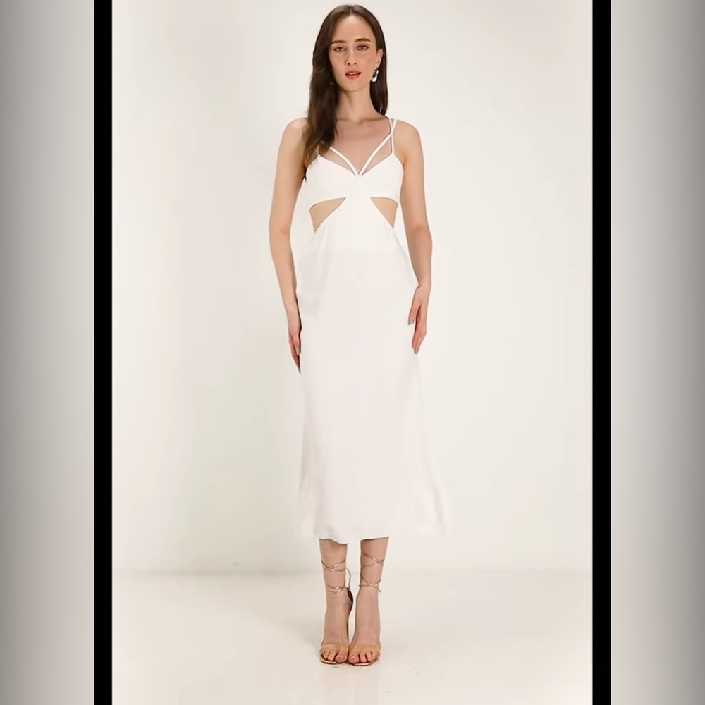Asos Washed Multi Strap Cut Out Midi Dress‎ size 12 white NWT